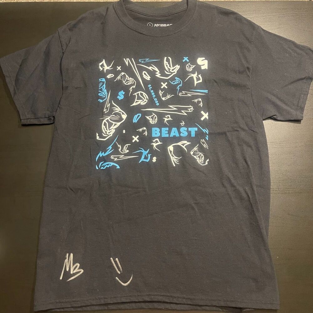 MrBeast 1M Subscribers Livestream Signed T-Shirt – Black – Adult Large